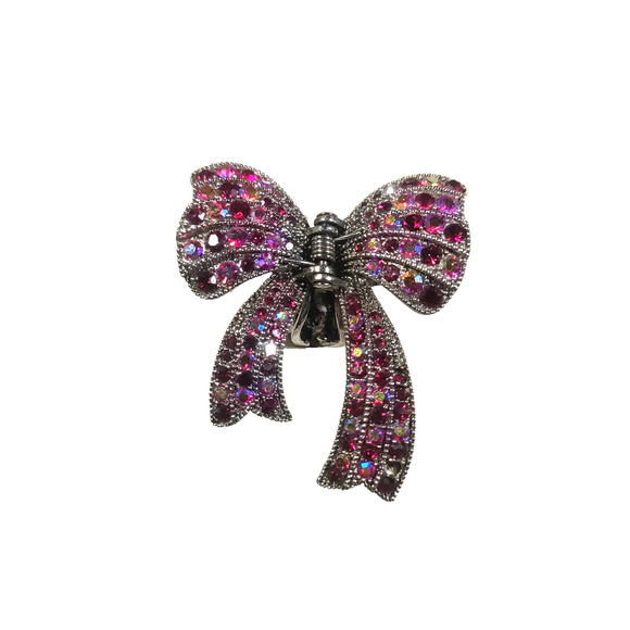 Ruby Red Rhinestone Bow Alligator Clip Hair Barrette Christmas Party Dance - Picture 3 of 8